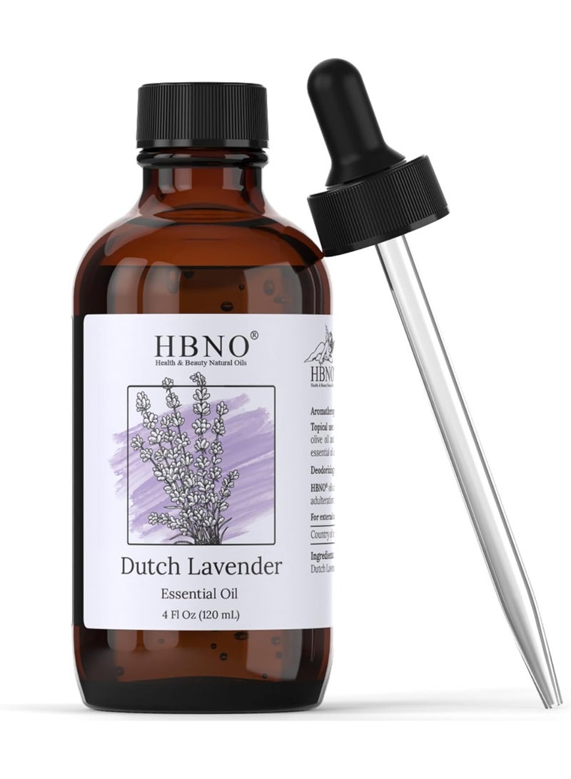 HBNO California Bottled Dutch Lavender Essential Oil 4 fl oz (120ml) - Natural Lavender Oil for Skin, Perfect for Cleaning, Aromatherapy, DIY & Diffuser - Image 1